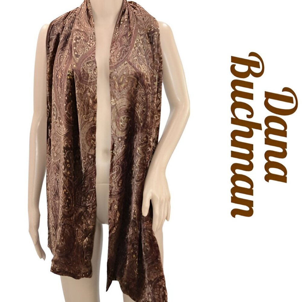 Vintage Buchman Brown Green Copper Paisley Velvet Peplum Top Jacket  Blazer L 10 - Picture 5 of 6
